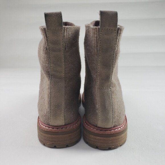 Sofft Landee Sweater Knit Ankle Boot Womens 8.5 Beige Lace Up Comfort Combat - Picture 4 of 9